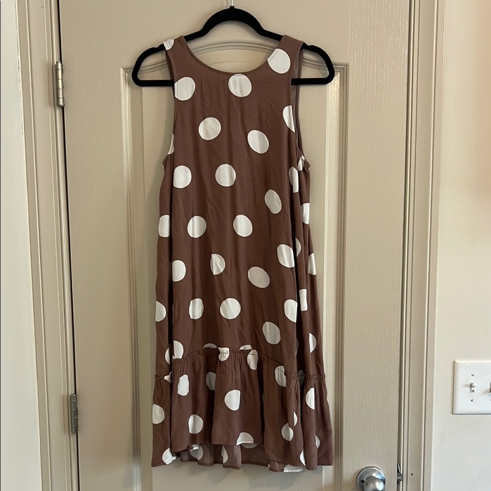 LOFT Brown and White Polka Dot Dress